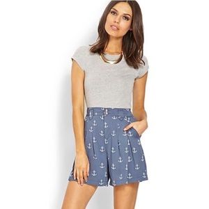 Forever21 preppy nautical anchor print shorts